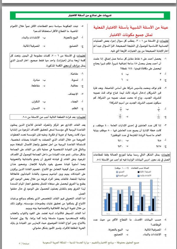 نموذج الاختبار